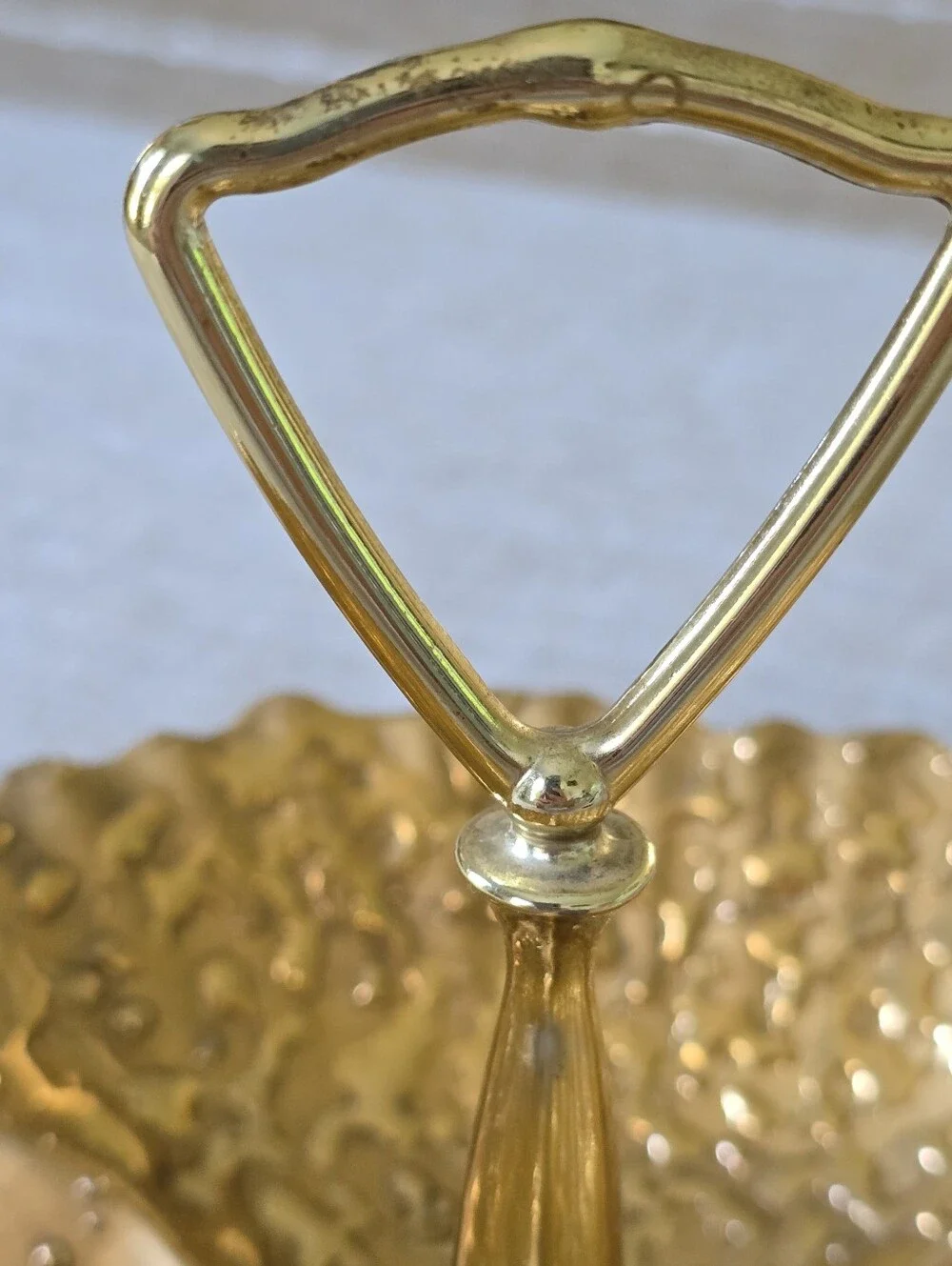 Vintage 22K Hand Decorated Weeping Bright Gold Sectioned Candy Trinket Dish Tray